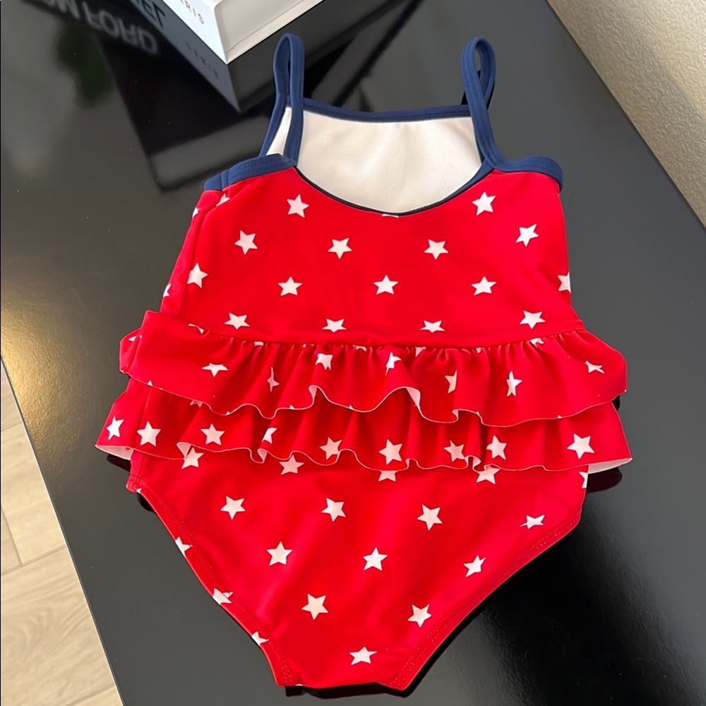 Carter’s Red Star-Patterned Ruffled Swimsuit 18M - Picture 3 of 6